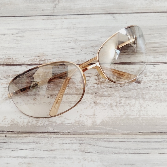 Vintage PRADA Sunglasses Gold SPR 50E 5AK 7HI Rare Authentic - Picture 1 of 11